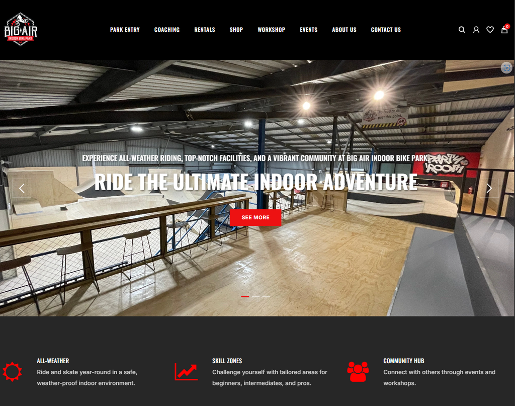 Big Air Indoor Bike Park Website Revamp