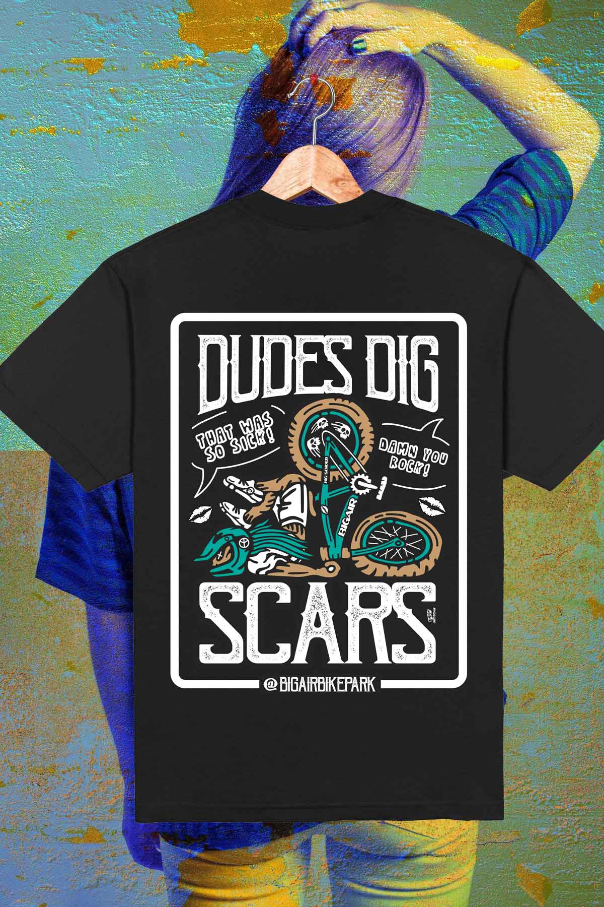 Big Air Bike Park Dude Dig Scars black t-shirt