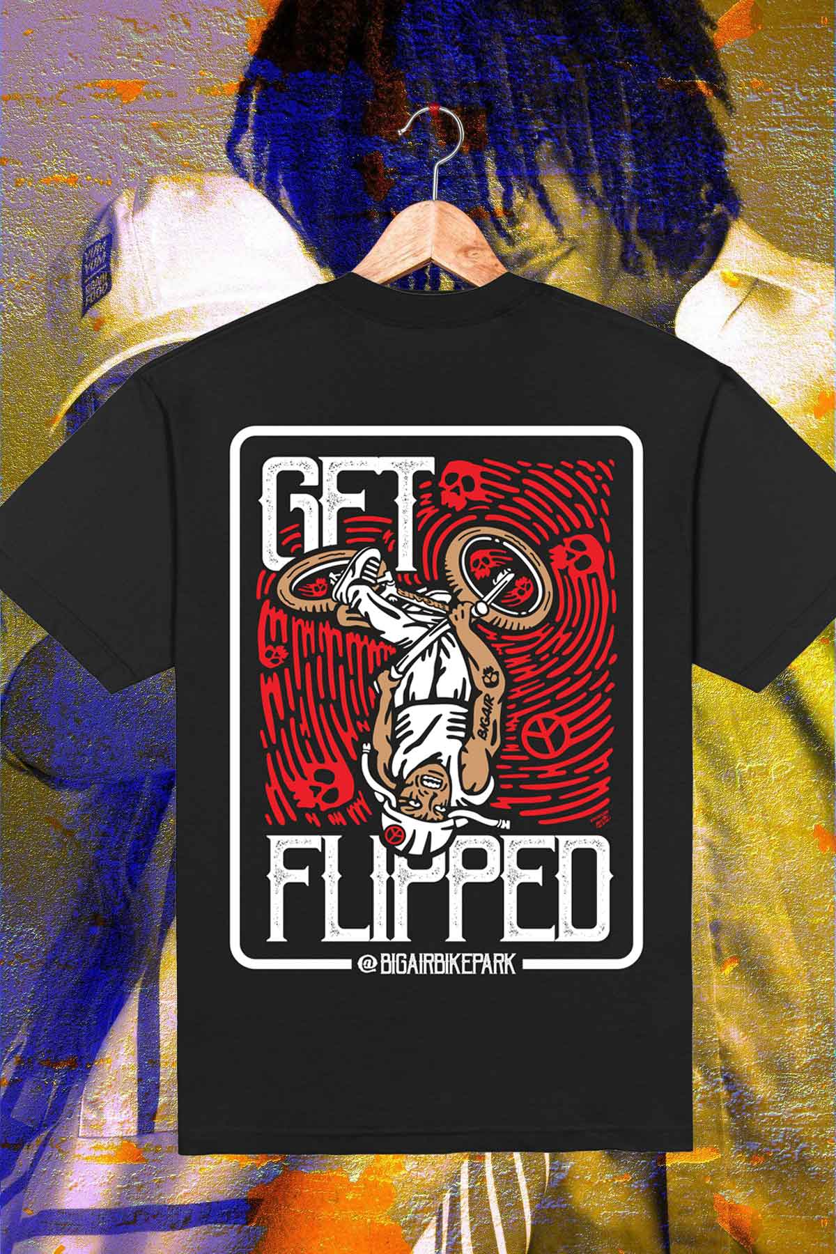 Big Air Indoor Bike Park Get Flipped black t-shirt