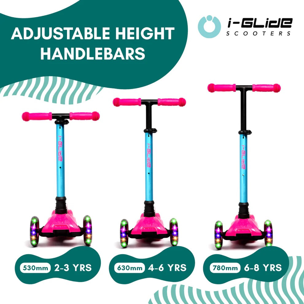 3 Wheel Kids Scooter Pink/Aqua I-Glide