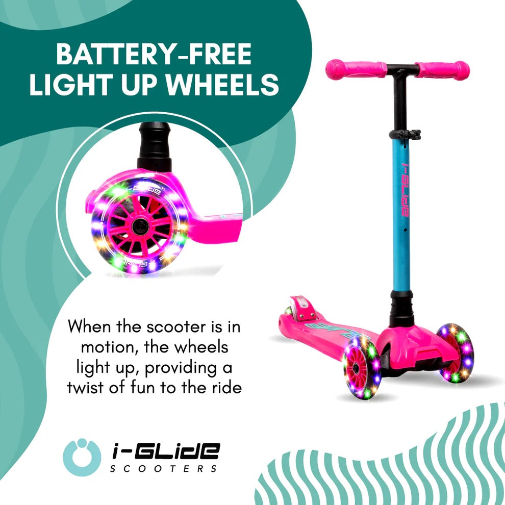 3 Wheel Kids Scooter Pink/Aqua I-Glide