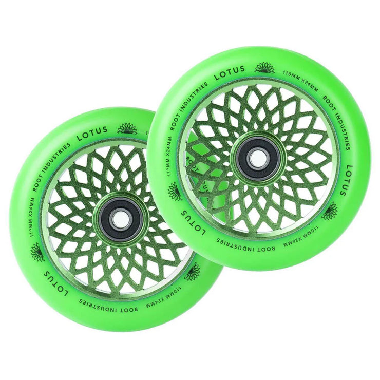 Lotus Wheels 110mm Green / Green ROOT INDUSTRIES